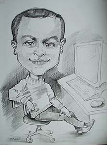 шарж парень сидит за компьютером