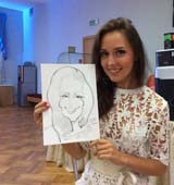 шарж на ноовогоднем корпоративе в белом платье