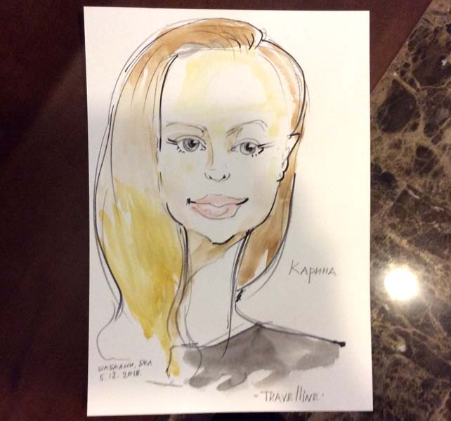 Изображение Карины акварельными красками шаржист Михаил Шабалин Мишель Минск