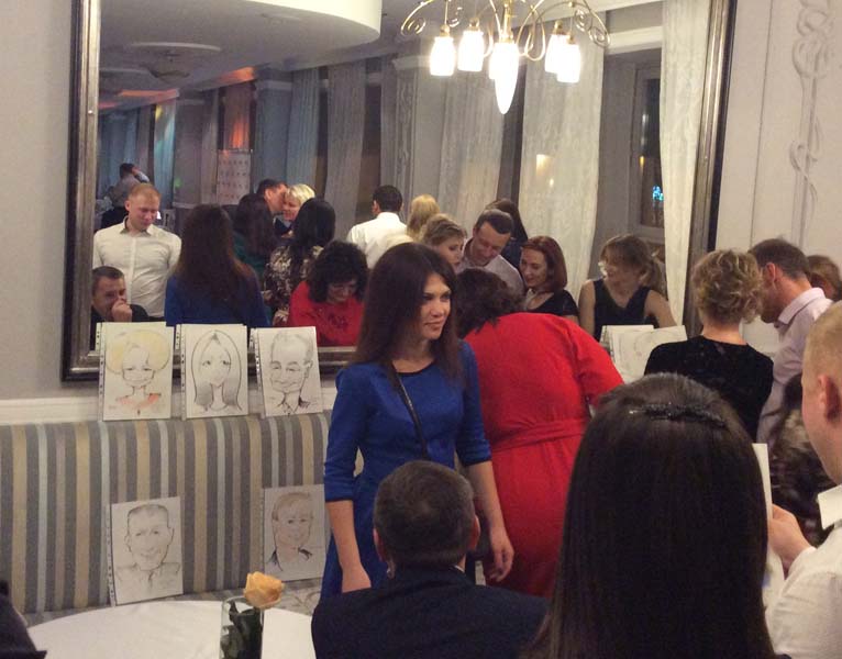 шаржи выставка на свадьбе ресторан Авиньон корпоратив 20 лет